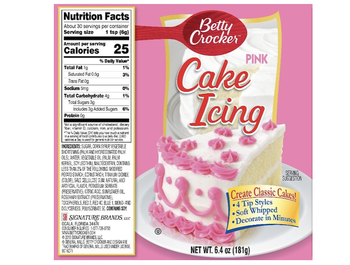 Cake icing label